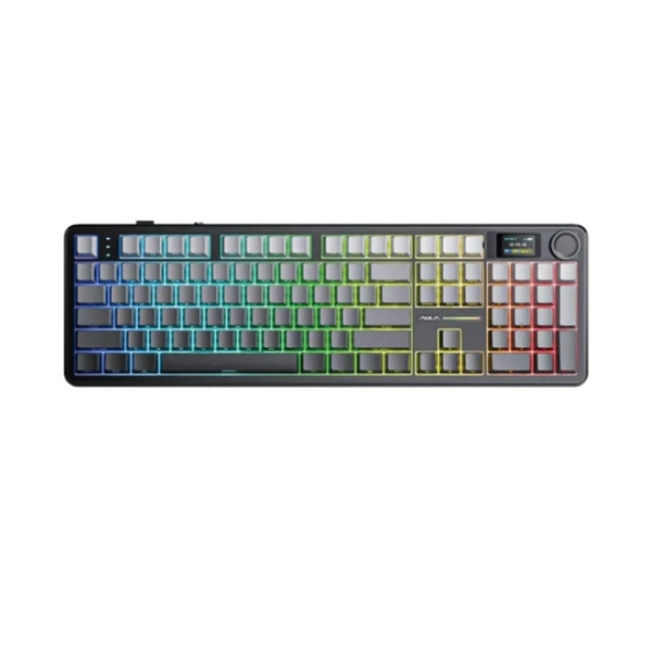 კლავიატურა: AULA F108PRO RGB Wireless Mechanical Keyboard side-engraved keycaps Gradient Gray (ZEPHYR Switch V3)