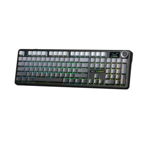 კლავიატურა: AULA F108PRO RGB Wireless Mechanical Keyboard side-engraved keycaps Gradient Gray (ZEPHYR Switch V3)