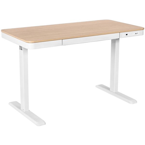 2E Computer table CE218D-MOTORIZED, height adjustment, electric motor 220V, (USB-A/USB-C), 72/120х118x60cm, beige