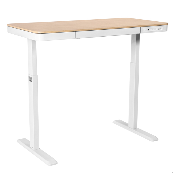 2E Computer table CE218D-MOTORIZED, height adjustment, electric motor 220V, (USB-A/USB-C), 72/120х118x60cm, beige