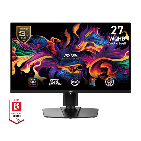 MSI Monitor 26.5" MAG 271QPX-QD-E2 2xHDMI, DP, USB-C, Audio, OLED, 2560x1440, 240Hz, 0.03ms, DCI-P3 99%, AdaptiveSync, Pivot, HDR400