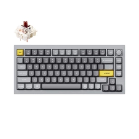 Keyboard mechanical Keychron Q1 84Key, Gateron G PRO Brown, USB-A, Hot-Swap, QMK, Knob, EN, RGB