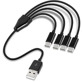 4 ერთში კაბელი (USB-A + Type-C Input. Dual Type-C Output) - T-XS11