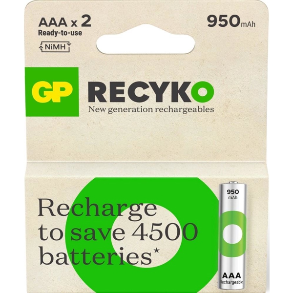 შეკვრა აკუმულატორების 2-ცალიანი GPRHC103E041 GP100AAAHCER21-2TLB2 NiMH 1,2V 950mAh (AAA) GP 48911992