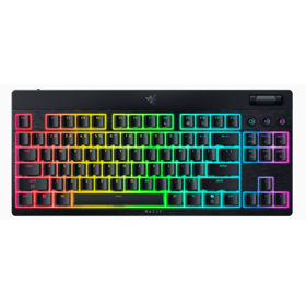 Razer Keyboard mechanical BlackWidow V4 Low-profile TKL HyperSpeed, 87key, Yellow Switch, USB-A/WL/BT, EN, RGB, black