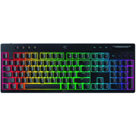 Razer Keyboard mechanical BlackWidow V4 Low-profile HyperSpeed, 104key, Green Switch, USB-A/WL/BT, EN, RGB, black