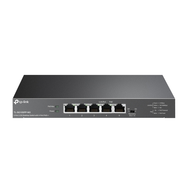 TP-Link TL-SG105PP-M2 - 5 Port 2.5 Gigabit Switch, Multi-Gigabit, 4 PoE++ Ports 