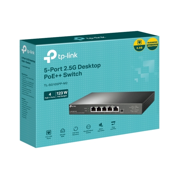 TP-Link TL-SG105PP-M2 - 5 Port 2.5 Gigabit Switch, Multi-Gigabit, 4 PoE++ Ports 