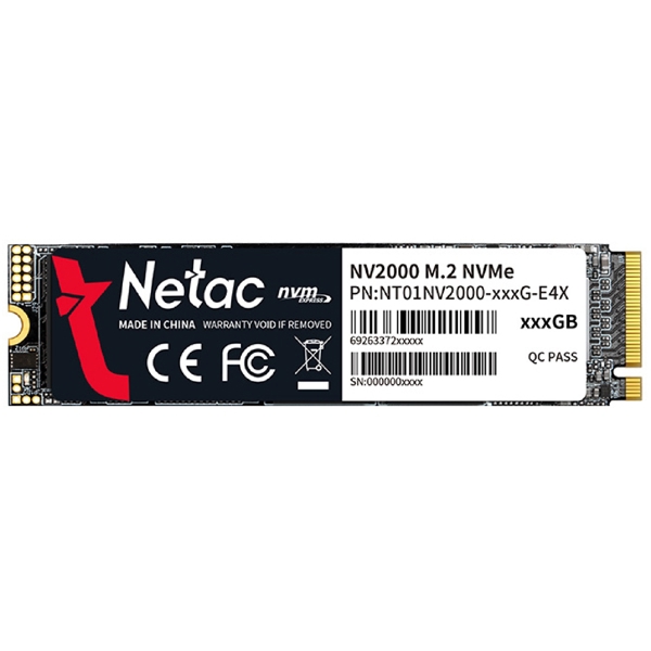 მყარი დისკი NV2000 NETAC 256GB PCIe Gen 3 x4 M.2 2280 NVMe 1.3 SSD , NT01NV2000-256-E4X, 3D NAND  R/W up to 2500/1000MB/s