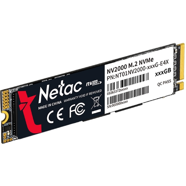 მყარი დისკი NV2000 NETAC 256GB PCIe Gen 3 x4 M.2 2280 NVMe 1.3 SSD , NT01NV2000-256-E4X, 3D NAND  R/W up to 2500/1000MB/s