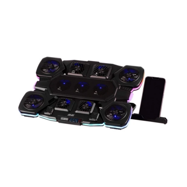 2E GAMING Laptop stand CPG-011, up to 17.3", 1xUSB-A, 1xUSB-C, LCD, RGB, black