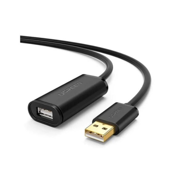 USB დამაგრძლებელი UGREEN US121 (10319) USB 2.0 Active Extension Cable with Chipset 5m (Black)