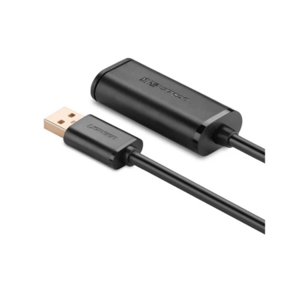 USB დამაგრძლებელი UGREEN US121 (10319) USB 2.0 Active Extension Cable with Chipset 5m (Black)