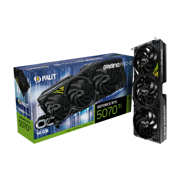 Palit RTX5070Ti GAMINGPRO-S OC 16GB GDDR7 256bit 3-DP HDMI NE7507TS19T2-GB2031U