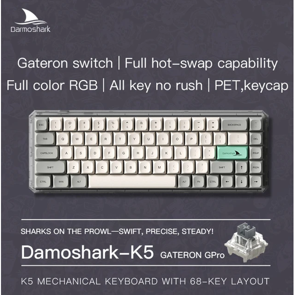 Darmoshark K5 Mechanical Keyboard 2.4G Wireless (Silver Switch)