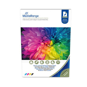 Med-125910 ფოტოქაღალდი A4, 200გრ. ჭავლური პრინტერისთვის,გლუვი ორმხრივი,50ფ.Mediarange,MRINK102