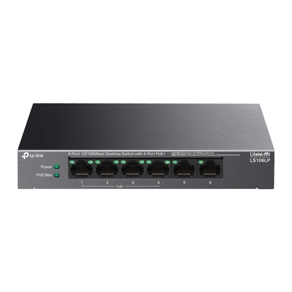 TP-Link LS106P 6-Port 10/100Mbps Desktop Switch with 4-Port PoE