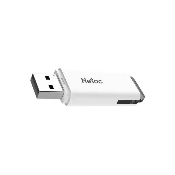 ფლეშ მეხსიერება, U185, NETAC, 32GB USB2.0  ლედ ინდიკატორით, თეთრი . NT03U185N-032G-20WH