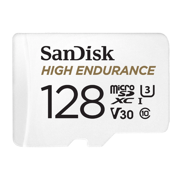 Flash Card/ 128GB SanDisk® High Endurance microSDHC Card with Adapter - for Dashcams & home monitoring(SDSQQNR-128G-GN6IA)