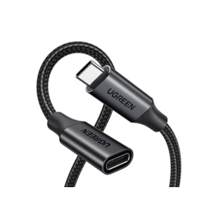 USB ადაპტერი UGREEN US372 (45172), 100W, Type-C Extension Cable, 0.5m, Black
