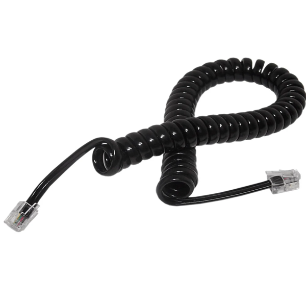 2m CCS Coiled RJ9 4P4C Phone Cord-Black