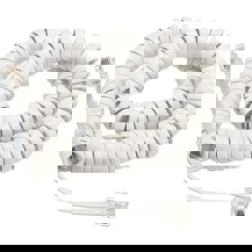 2m CCS Coiled RJ9 4P4C Phone Cord-White