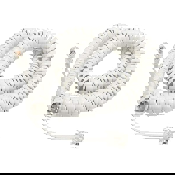 2m CCS Coiled RJ9 4P4C Phone Cord-White