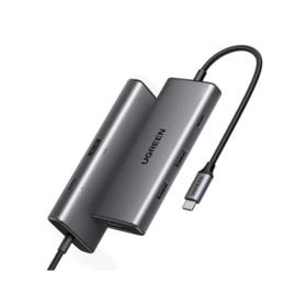 USB-C ჰაბი UGREEN CM498 (15531) Revodok Pro 107, HDMI, USB, SD/TF, Type-C, Hub, Dark Grey