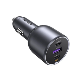 მანქანის დამტენი UGREEN EC705 (35025), 130W, Type-C, USB-A, 3-Port Fast Car Charger, Grey