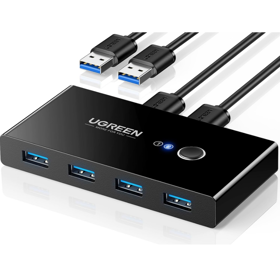 სვიჩი UGREEN US216 (30768), 2 In 4 Out USB 3.0 Sharing Switch Box, Black