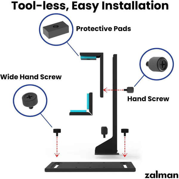 Zalman VGA support VS2, horizontal-vertical arrangement, black