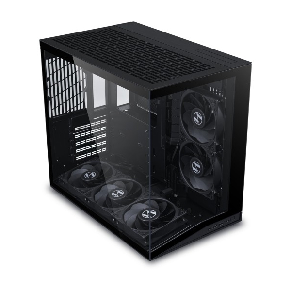 Lian Li O11 Dynamic MINI V2 FLOW Black Small Case - ATX / preinstalled with 3PCS bottom and  2PCS side non-argb fans G99.O11DMIV2FX.00
