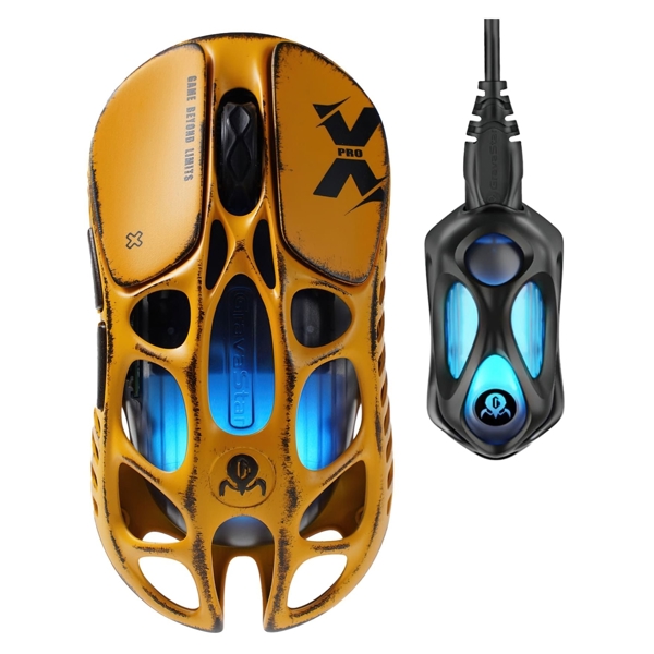 Mouse GravaStar Mercury X Pro, 8K, BT/WL/USB-A, RGB, Battle-Worn Yellow