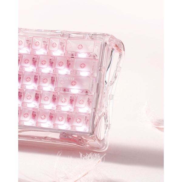 Keyboard GravaStar Mercury V60 60keys, UFO Magnetic Gaming, 8K, USB-A, RGB, Crystal Rose