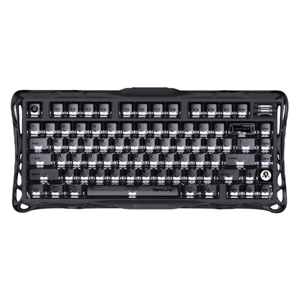 Keyboard GravaStar Mercury K1 80keys, GravaStar x Kailh Cheery Pink, EN, BT/WL/USB, Stealth Black