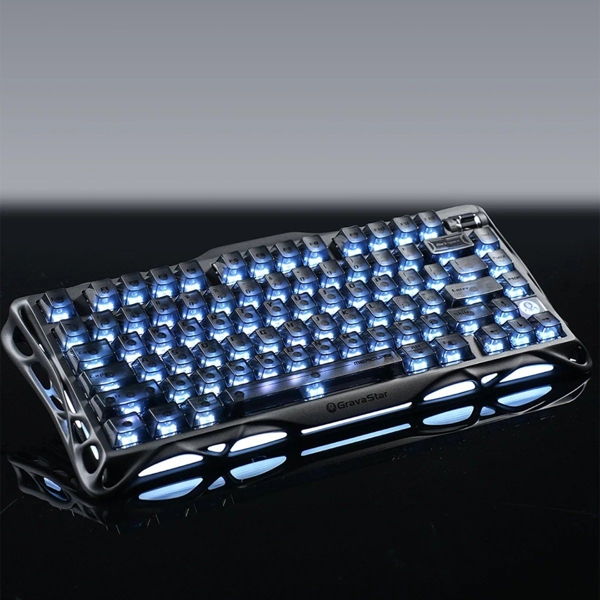 Keyboard GravaStar Mercury K1 80keys, GravaStar x Kailh Cheery Pink, EN, BT/WL/USB, Stealth Black