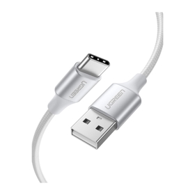 USB კაბელი UGREEN US288 (60133), USB-A 2.0 to Type-C Cable Nickel Plating Aluminum Braid, 2m, White