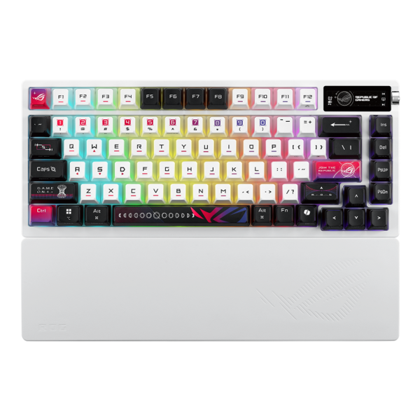 ASUS Keyboard mechanical ROG Azoth X 81key, NX Snow, USB-A/WL/BT, EN, RGB, white