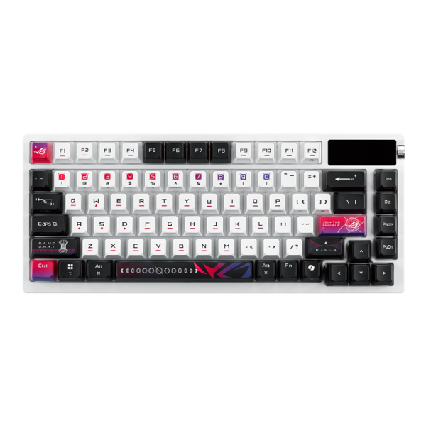 ASUS Keyboard mechanical ROG Azoth X 81key, NX Snow, USB-A/WL/BT, EN, RGB, white