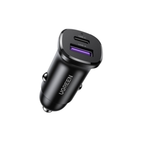 მანქანის დამტენი UGREEN 25845, 30W, USB, Type-C, USB-C, Black