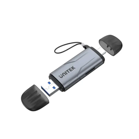 ბარათის წამკითხველი, R1010A, UNITEK, USB A/C to Micro SD/SD Card წამკითხავი. R1010A
