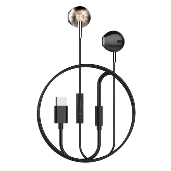 LDNIO ყურთსასმენი TypeC HP09C High Quality Wired Stereo Headset In Ear Earphone With microphone შავი