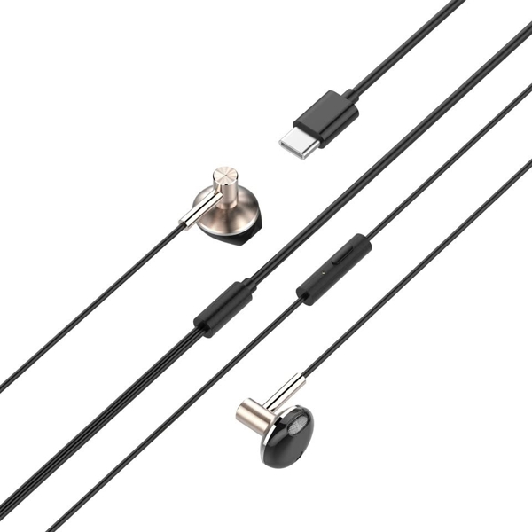 LDNIO ყურთსასმენი TypeC HP09C High Quality Wired Stereo Headset In Ear Earphone With microphone შავი
