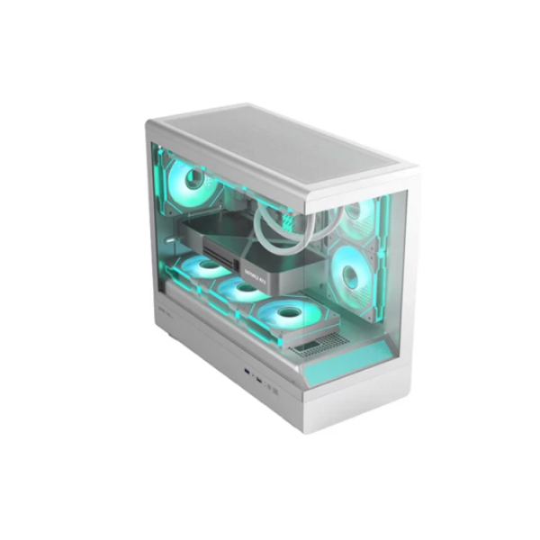 ქეისი: Golden Field Lantau Lite 360 6x120mm ARGB Fans Mid Tower White