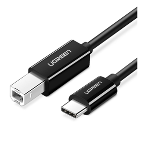პრინტერის კაბელი UGREEN US241 (50446), USB-C Male To USB-B 2.0 Male, Printer Cable, 2M, Black