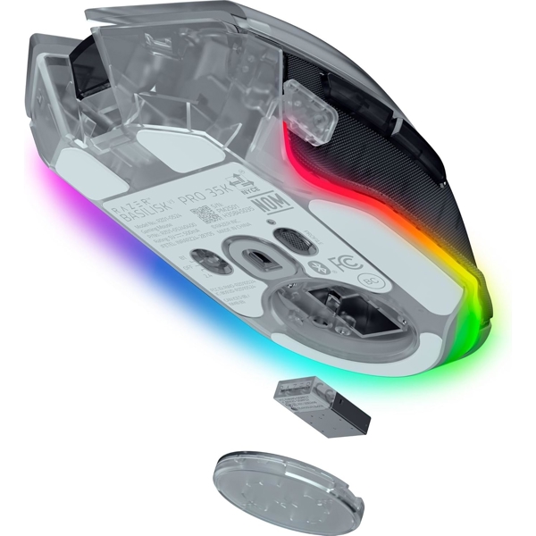 Razer Mouse Basilisk V3 Pro 35K, RGB, USB-A/WL/BT, Phantom White Ed.