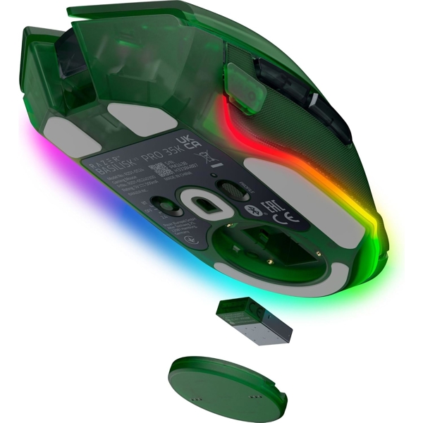 Razer Mouse Basilisk V3 Pro 35K, RGB, USB-A/WL/BT, Phantom Green Ed.