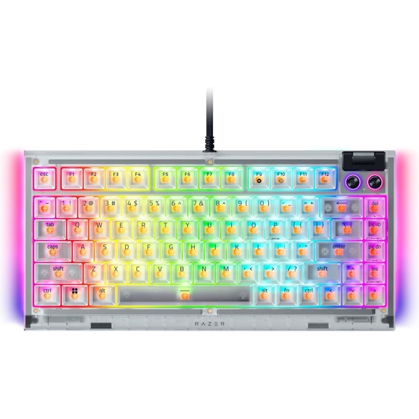 Razer Keyboard BlackWidow V4 75% RGB 83key Mechanical Tactile Switch GEN-3, USB-A, EN, Phantom White Ed.