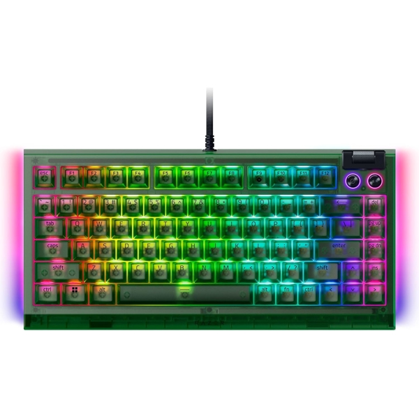 Razer Keyboard BlackWidow V4 75%, 83key, Mechanical Tactile Switch GEN-3, USB-A, EN, RGB, Phantom Green Ed.