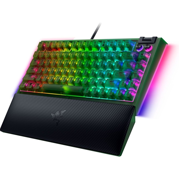 Razer Keyboard BlackWidow V4 75%, 83key, Mechanical Tactile Switch GEN-3, USB-A, EN, RGB, Phantom Green Ed.